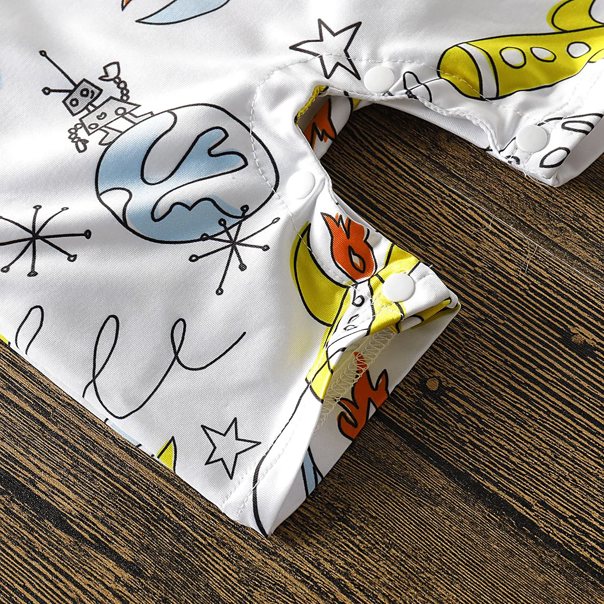 

Newborn Baby Boys Clothing Toddler Babies Short Sleeved Rocket spaceship Romper Trendy Jumpsuit Clothes Suit for 0-24M Baby Boy