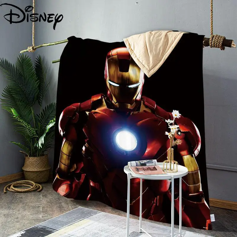 

Стеганое одеяло с персонажами из мультфильмов Диснея, Железный человек, портативный, из чистого хлопка, однолетнее прохладное, машинная сти...