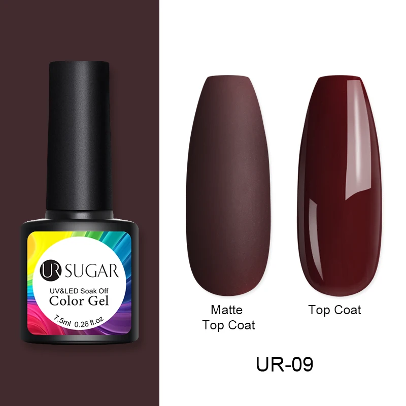 pink9 Ur Sugar 7,5 мл Одноцветный УФ-Гель-лак кофе полуперманентный впитывающий УФ-гель для дизайна ногтей Лак Матовый верхний слой гибридный лак - Цвет: pink9