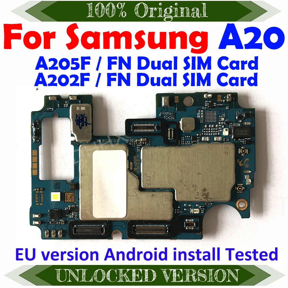 Заводская материнская плата разблокировки для Samsung Galaxy A20 A205F A202F оригинальная с