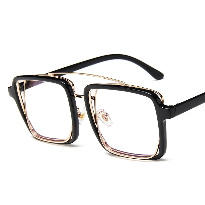 Korean version of the new ladies sunglasses Fashion personality double beam large box concave double-layer glasses | Аксессуары для