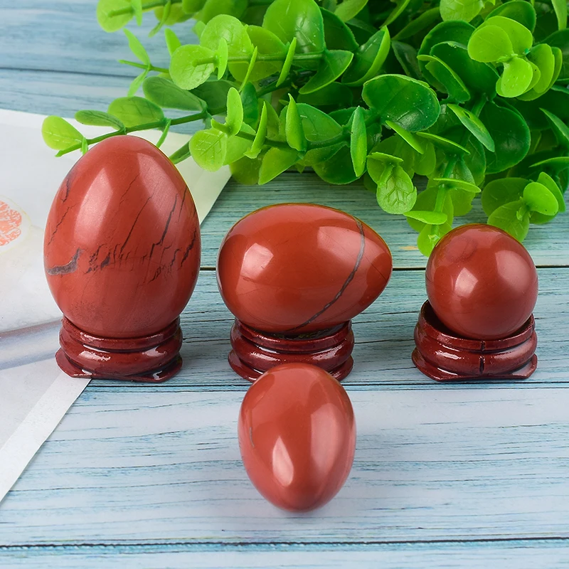 Undrilled Natural Red Jasper Yoni Egg Massage Stone for Women Kegel Exercise Narrowing Vaginal Muscle with free velvet bags | Красота и