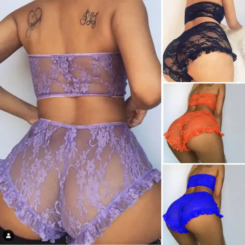 

Hot Sale 2PCS Cute Sexy Set Women Erotic Lingerie Ladies Lace Babydoll Underwear Ladies Nightwear Sleepwear G-string Sets