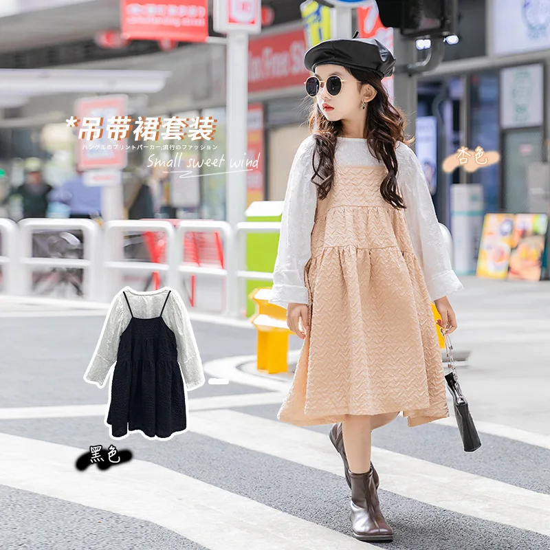 

2021 Spring And Summer Clothing Set For Girls Shirt + Dresses 2 Pcs Princess Clothes Meisje Kleding Set