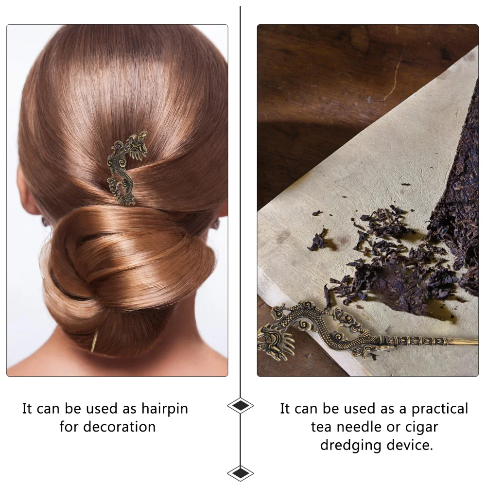 

2Pcs Multi-purpose Hairpins Antique Brass Artware Hair Decors Tea Culture Needle