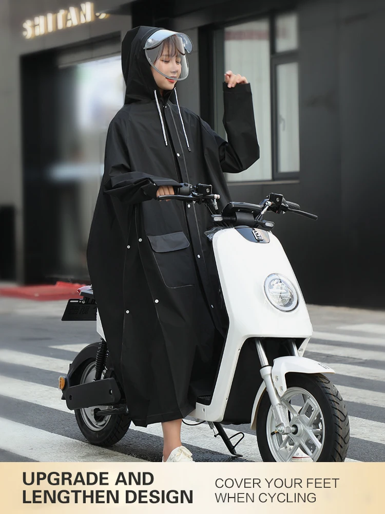 

Woman/Man Raincoat Long Full-body Raincoat Electric Bike Riding Poncho Double Brim Rainproof Raincoat Four In One Leisure Poncho