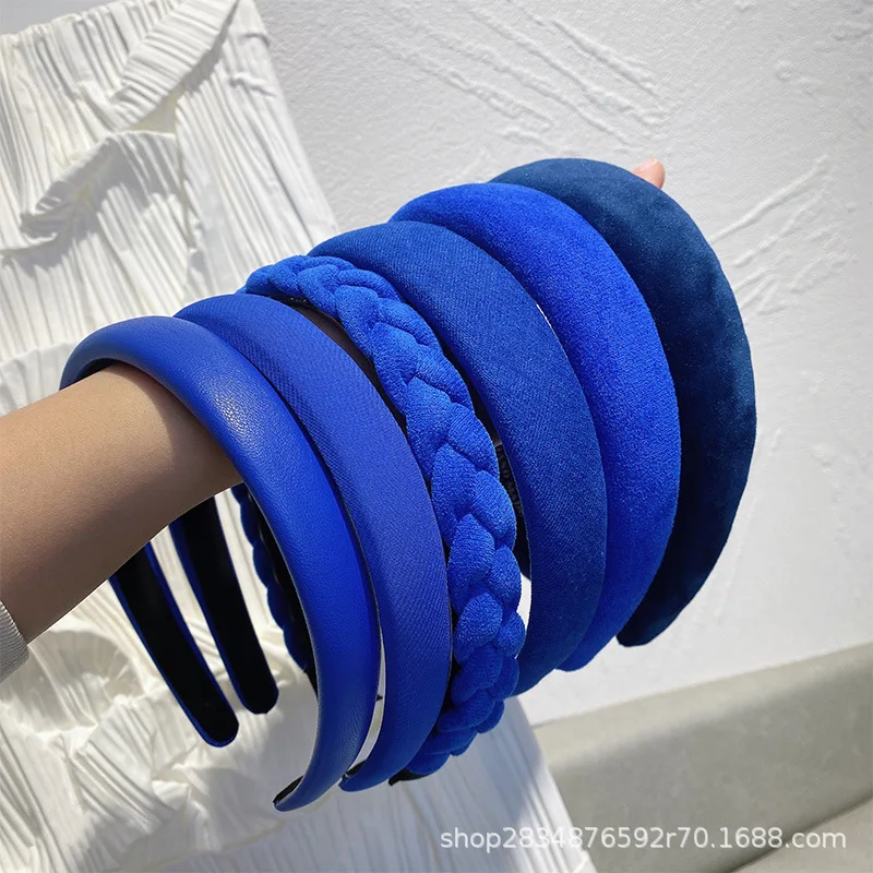 Корейская версия новой синей ленты для волос Женская обруч плетеные волосы лица