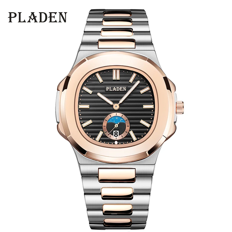 PLADEN Men's Watches Top Brand Fashion Stainless Steel Watch Belt Casual Calendar Quartz Wristwatch For male Dropshipping Gift