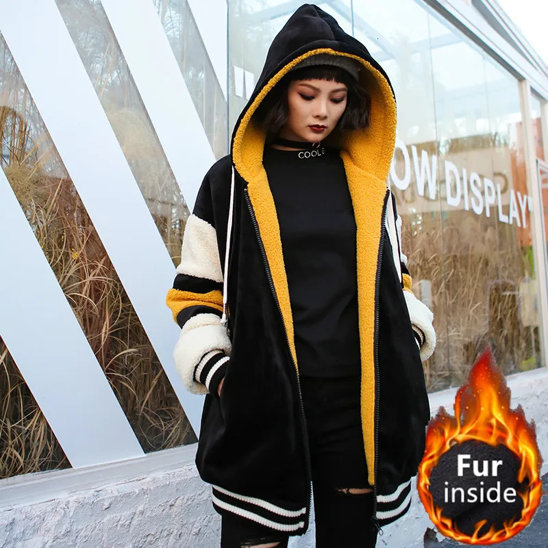 Max LuLu Korean Fashion Ladies Punk Streetwear Womens Thicken Fur Hooded Hoodies Casual Warm Sweatshirts Winter Clothing