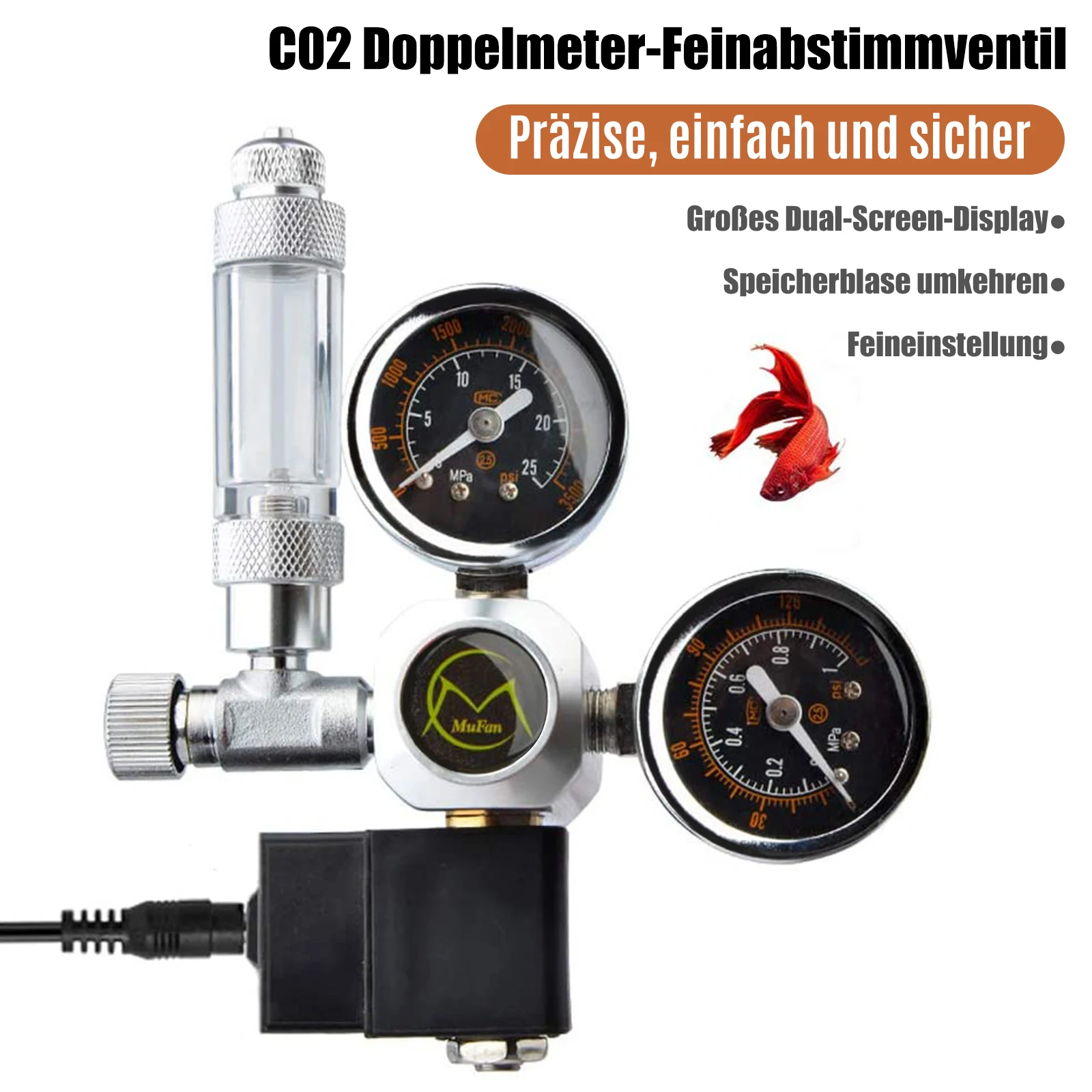 

Aquarium CO2 Regulator 220V Magnetic Solenoid Kit with Check Valve Bubble Counter Fish Tank DIY CO2 Control System Kit W21.8 G5