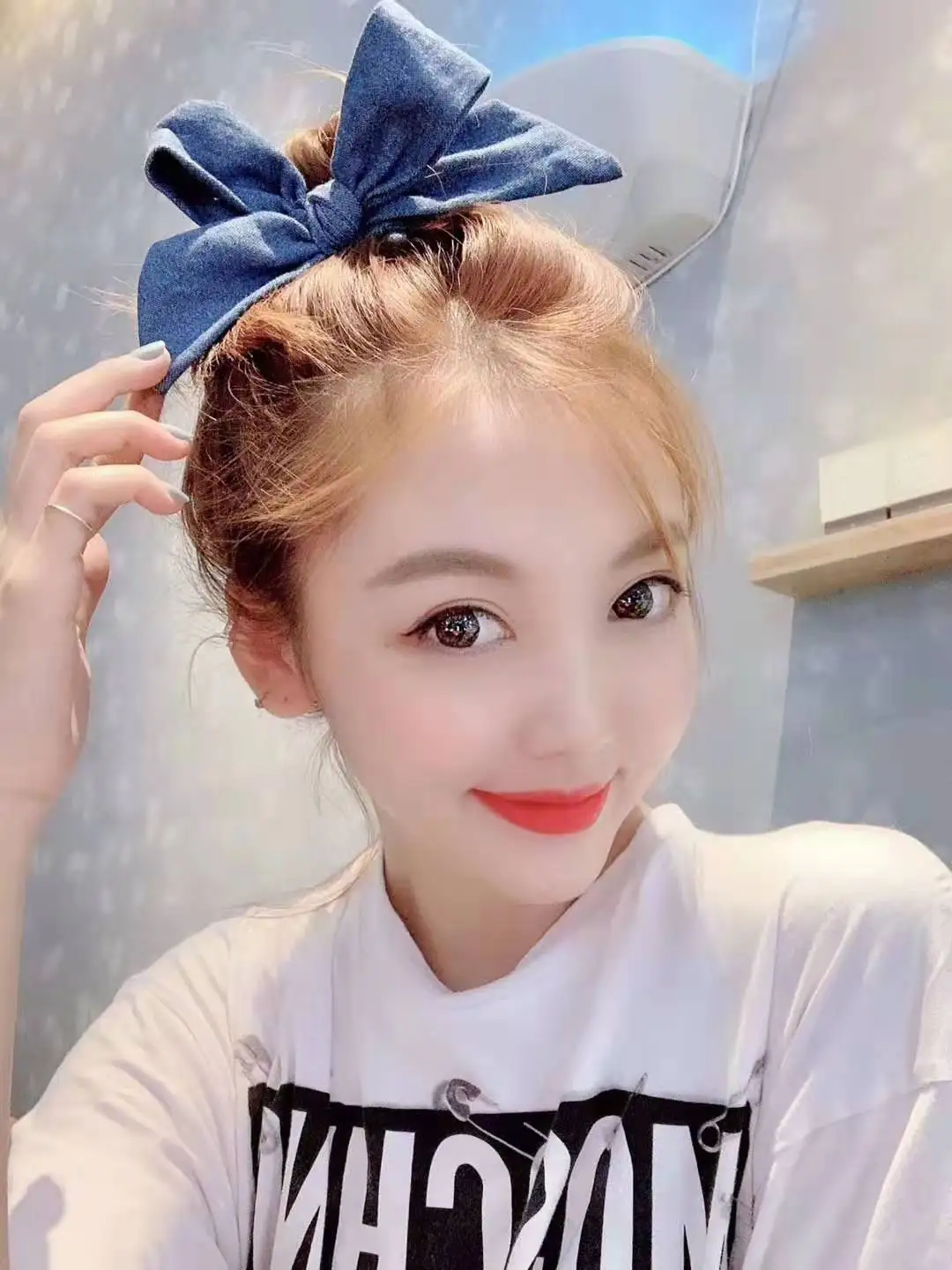 Бесплатная доставка модные женские джинсовые резинки для волос с большим бантом