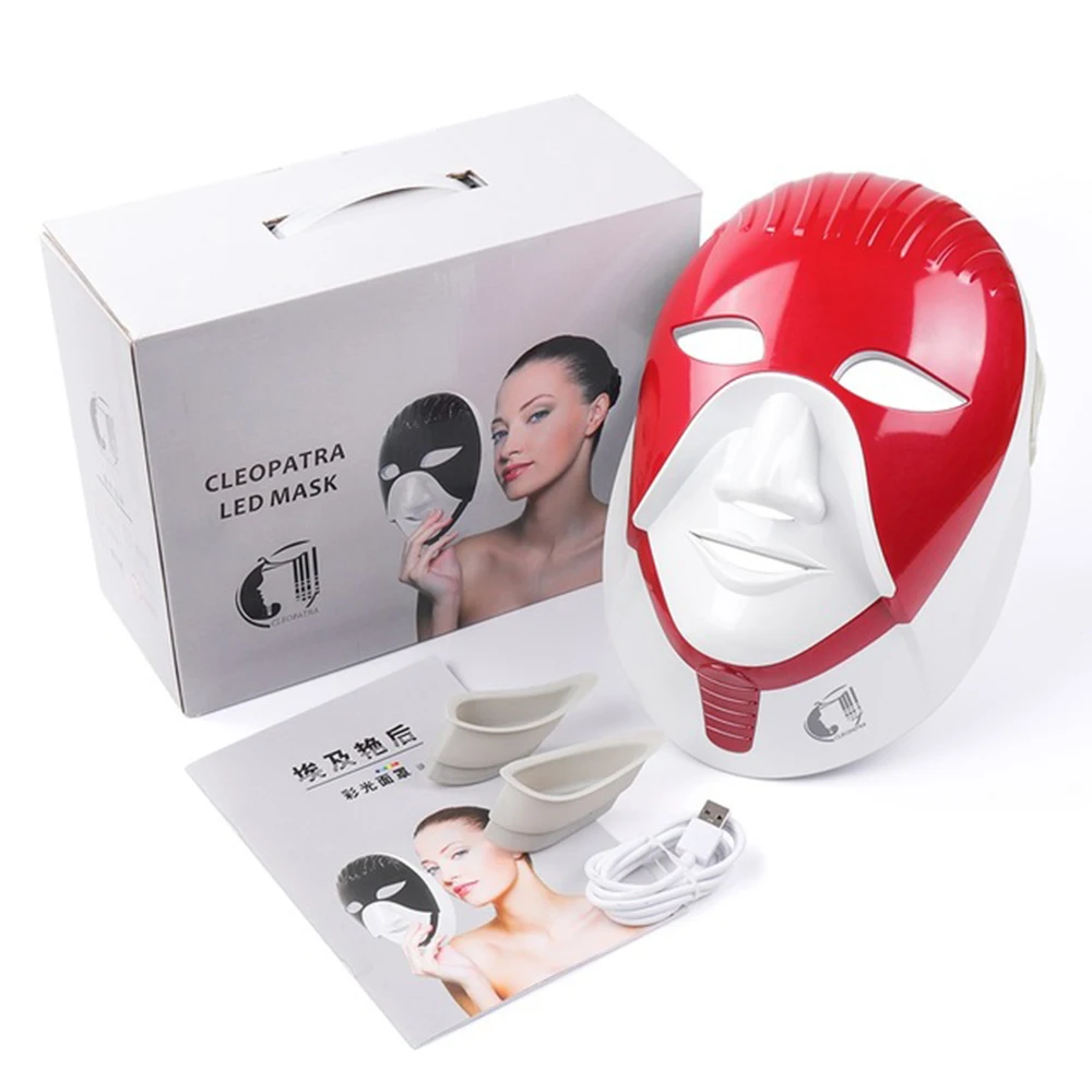 

Rechargeable 7 Colors LED Photon Face Mask Light Therapy Anti-Wrinkle Acne Removal Whitening Facial Skin Care Beauty Salon Home