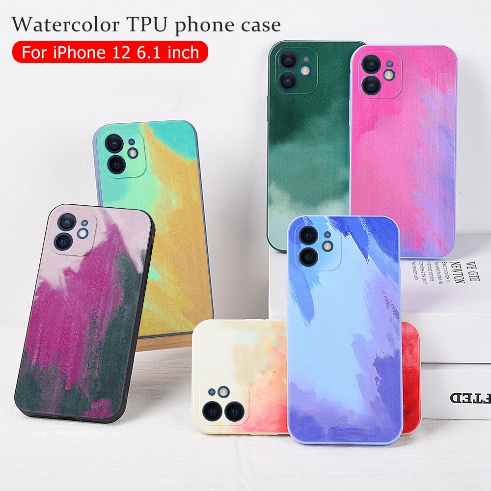 Градиентный акварельный чехол для телефона iPhone 11 12 Pro Max Mini мягкий из ТПУ X XS XR 6 6s 7 8