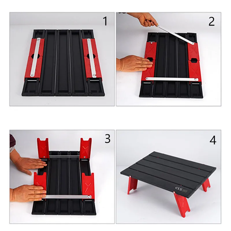 

NEW Mini Black Outdoor Aluminum alloy Folding Table Furniture Barbecue Camping Tent Household Bed Collapsible Computer Desk