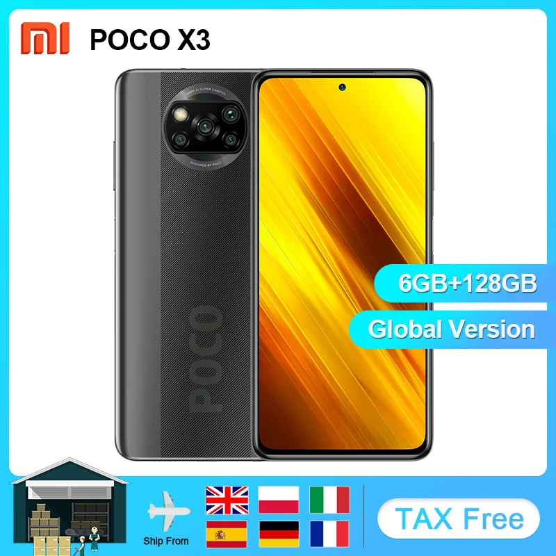 Глобальная версия смартфона Xiaomi POCO X3 NFC Android 128GB Snapdragon 732G 64MP камера 5160mAh 6 67 &quot120Hz 33W