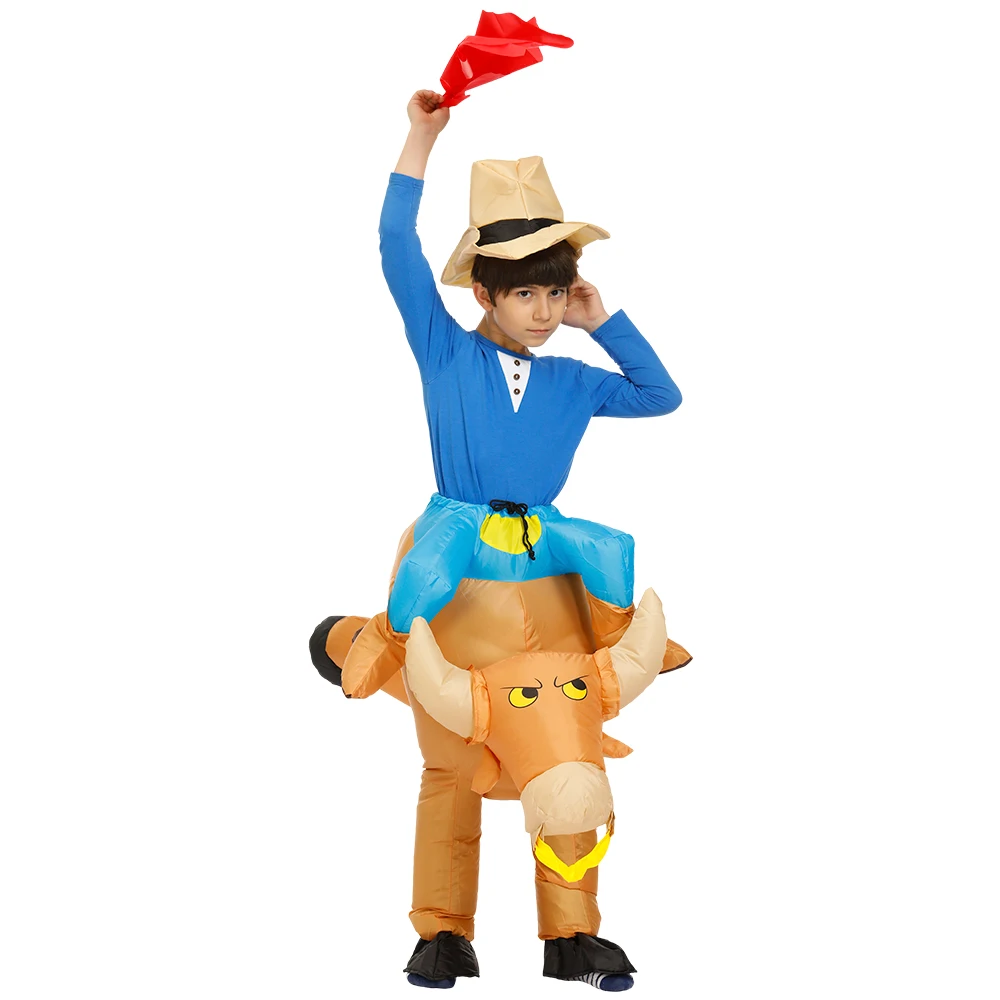 

Hot Disfraces Adult Child Halloween Cosplay Ride Bull Inflatable Costume Fantasia Costumes for Men Boy's kids Clothing Inflated