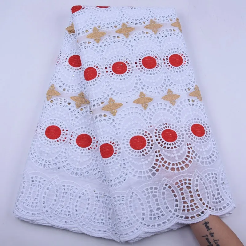 

Latest 2020 Pure White African Lace Fabric Nigerian Swiss Dry Cotton Lace Fabric With Stones Dubai Lace Fabric For Sewing S1923