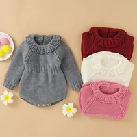 autumn winter kids baby clothes rompers infant baby girl pure color long sleeve knit jumpsuit newborn baby girl rompers