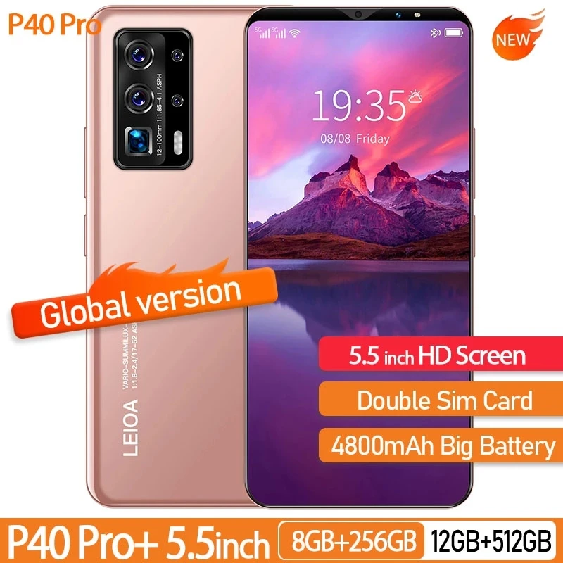 Смартфон P40 Pro 5 дюйма 6 + 128 ГБ 24 48 Мп 4800 мАч|Бамперы| |