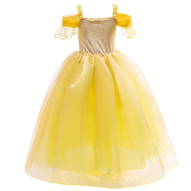 Для девочек модное Стильное нарядное платье принцессы одевания Belle костюмы с