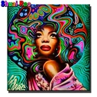 Алмазная вышивка сделай сам с кристаллами, красочная женщина, вышивка крестиком, полностью квадратнаякруглая Алмазная вышивка, портрет девушка,