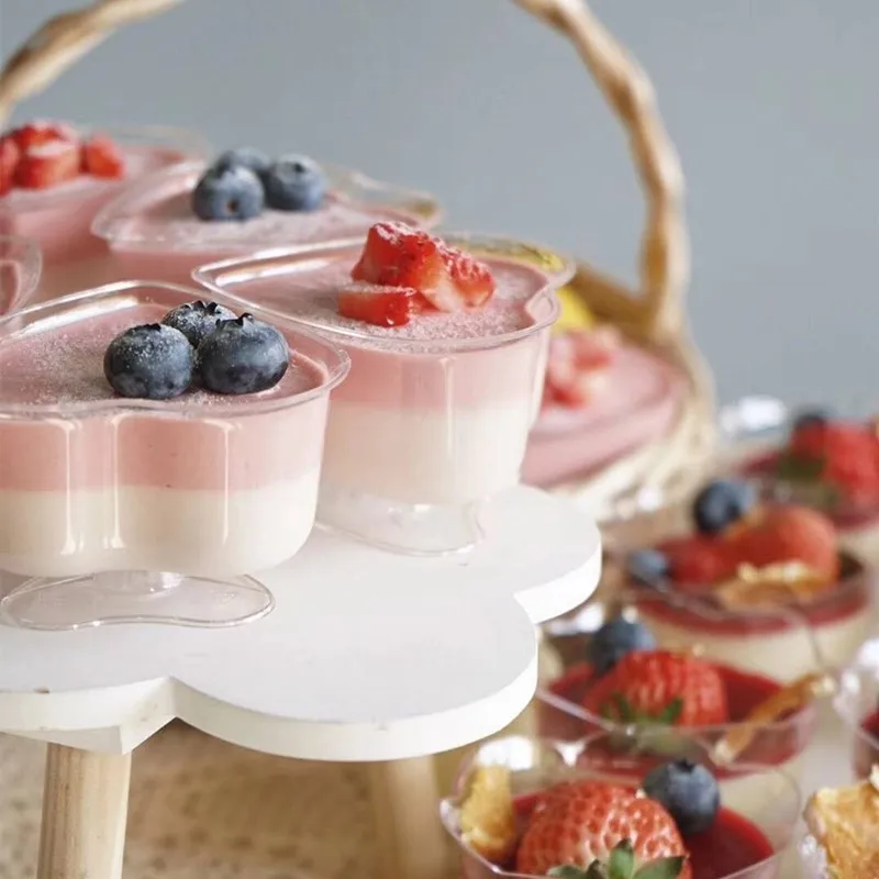 30 шт мусс десерт сердце-чашки различной формы с крышкой пластиковая чашка для