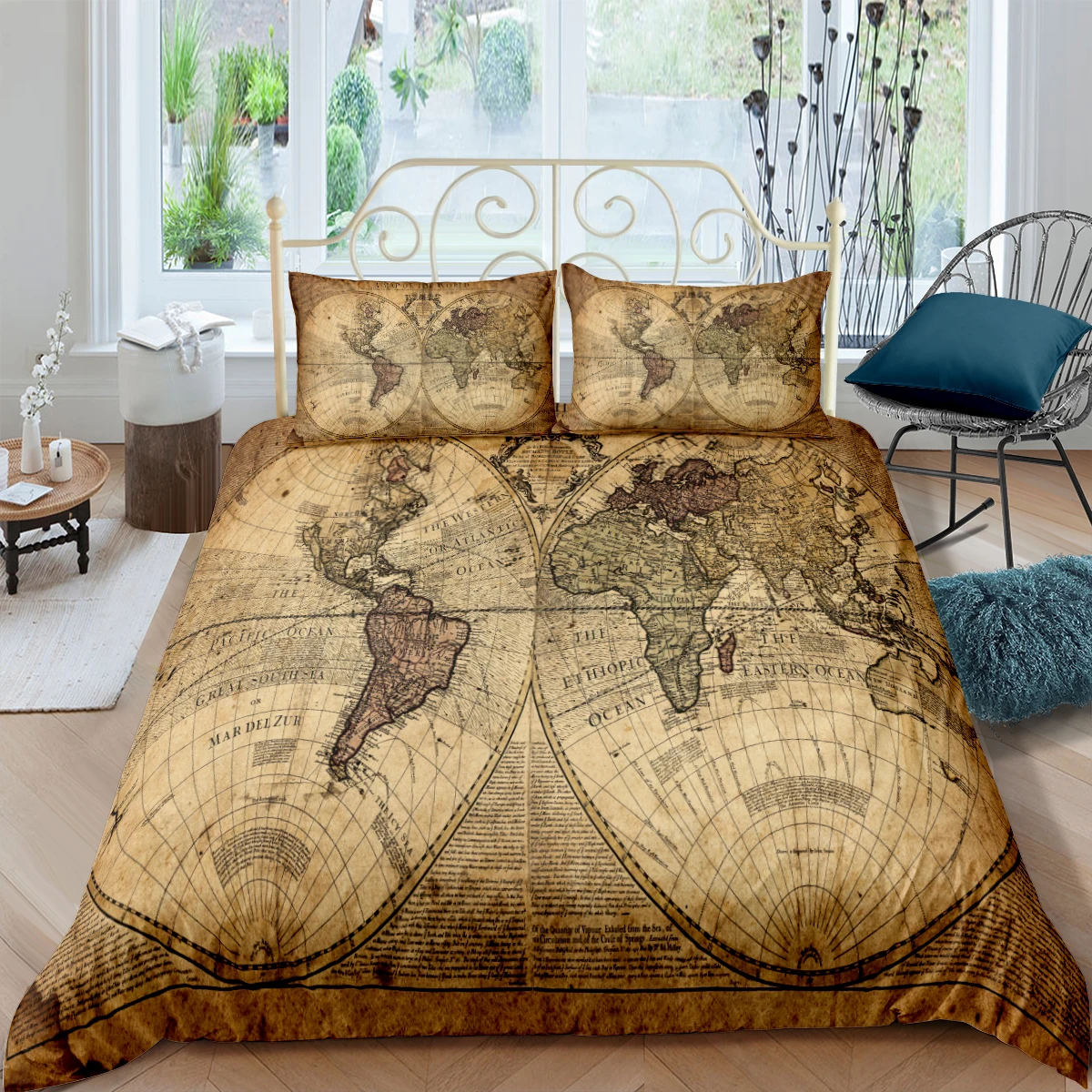 

3D Bedding Sets Black Duvet Quilt Cover Set Comforter Bed Linen Pillowcase King Queen 203x230cm World Map Design Home Texitle