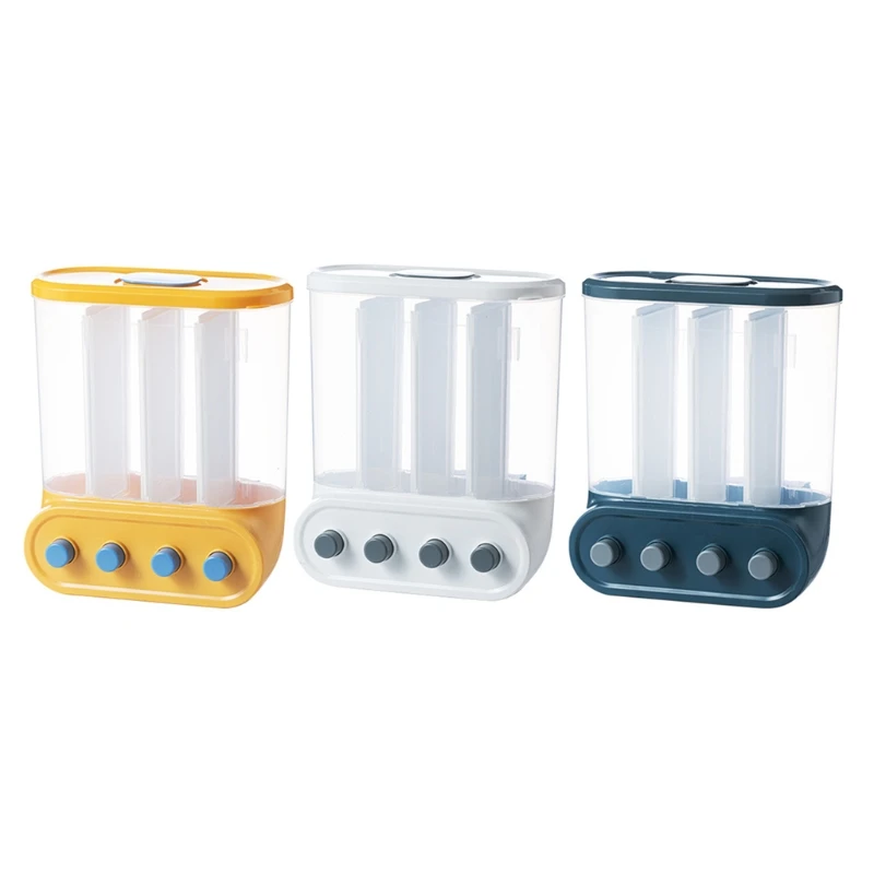 

68UE Wall-Mounted Separate Grain Rice Bucket Kitchen Classification Grain Storage Tank Transparent Division Sealed Organizer For