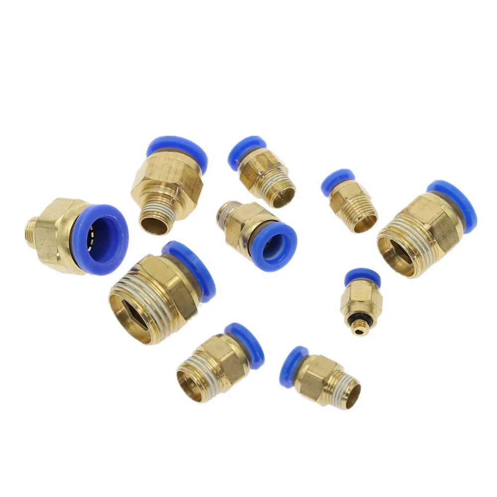 

1Pc PC1/8'' 1/4'' 3/8'' 1/2'' Male-4 6 8 10 12mm Straight Push in Fitting BSP Threaded Pneumatic Push to Air Quick Connector
