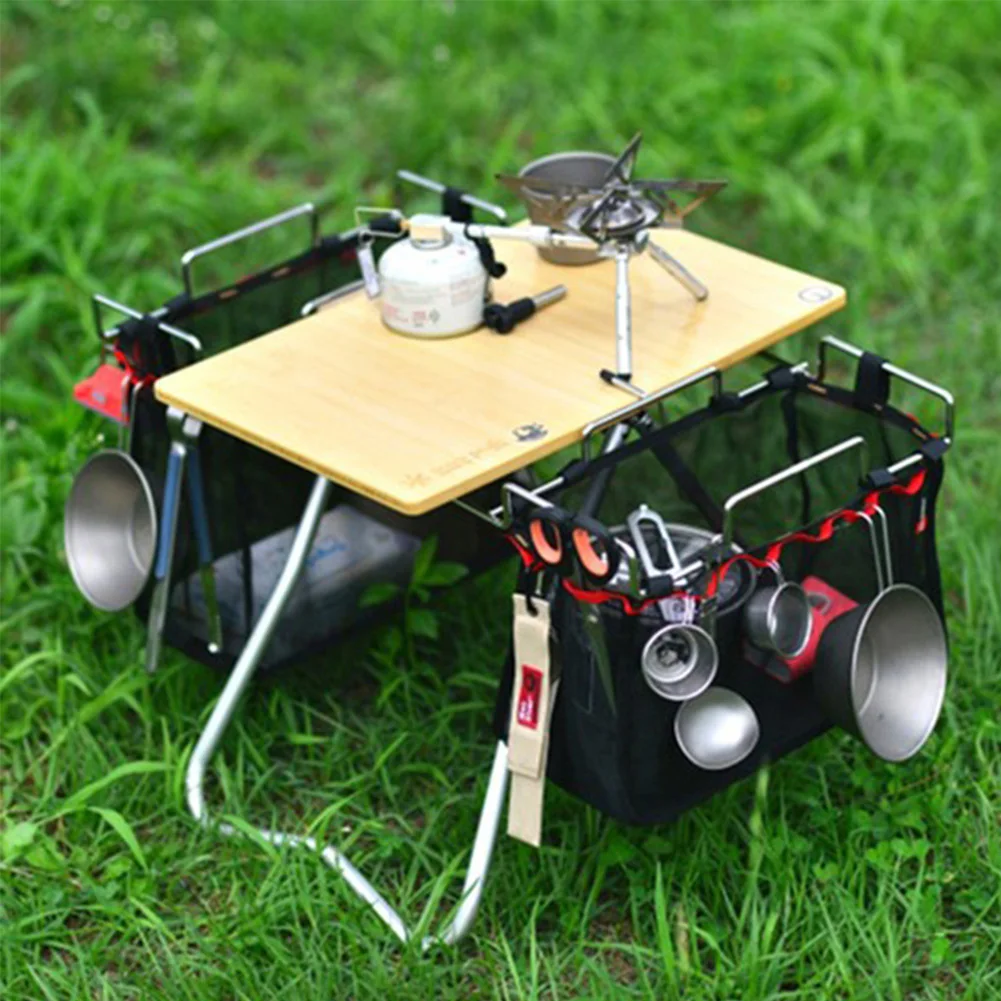 Сетка с железной стойкой портативный органайзер для кемпинга/барбекю Сумка