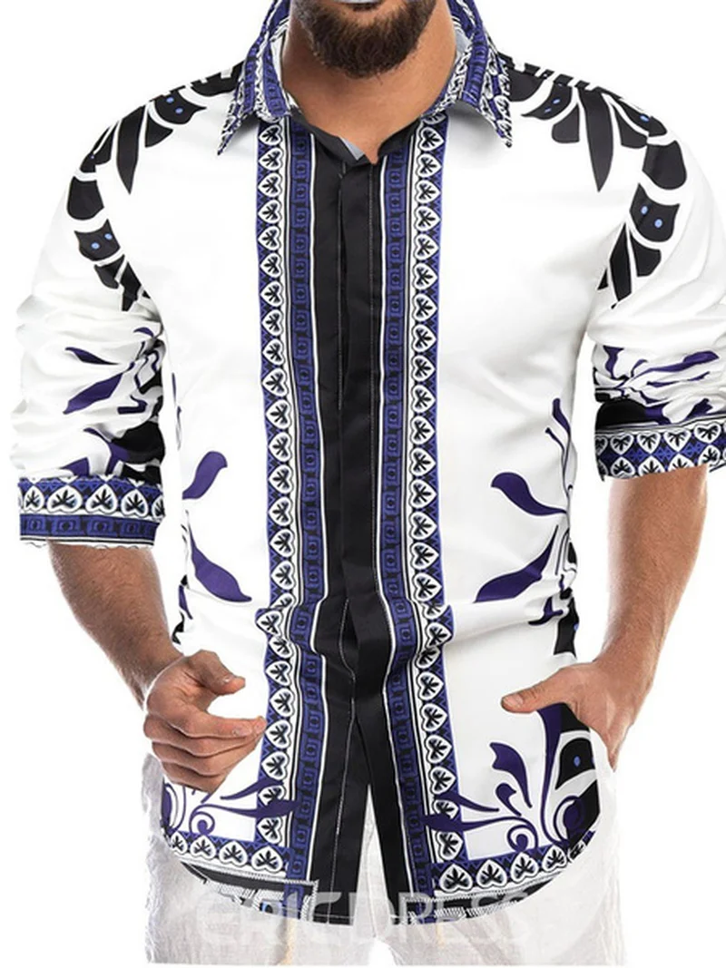 

Shirts for Mens Long Sleeve Paisley Print Tops Retro Shirt Fashion Harajuku Shirt Autumn Best Seller Party Slim Fit Mens Shirts