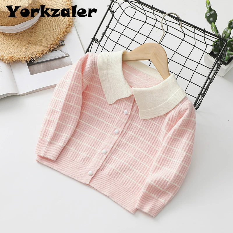 

Baby Girl Knitted Crop Cardigan Top Striped Fall Clothes Children Winter Sweater Toddler Girls Sweater Jackets Fashion Wear