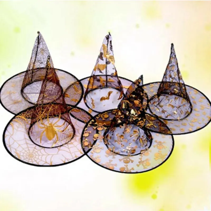 Детский черный плащ накидка злая шляпа ведьмы Золотое нарядное платье с узором