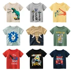 Футболки для детей, футболки для мальчиков и девочек, топы, одежда, Мультяшные хлопковые футболки с принтом динозавра для младенцев, Новое поступление 2021, одежда