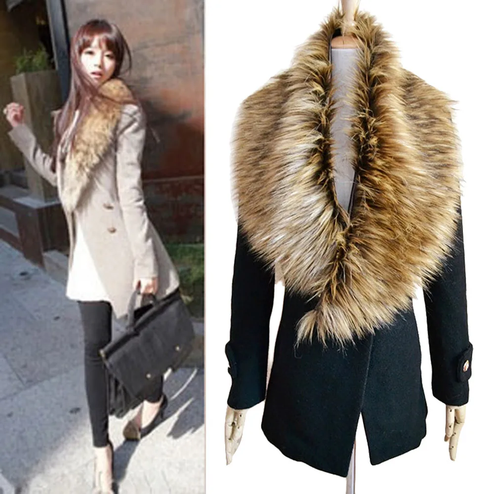 Новинка 2020 Осень зима женский шарф с воротником из искусственного меха шаль шали
