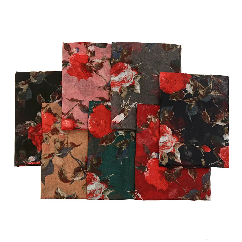 Шарф из вискозы с цветочным принтом Для женщин длинные шарфы больших Размеры