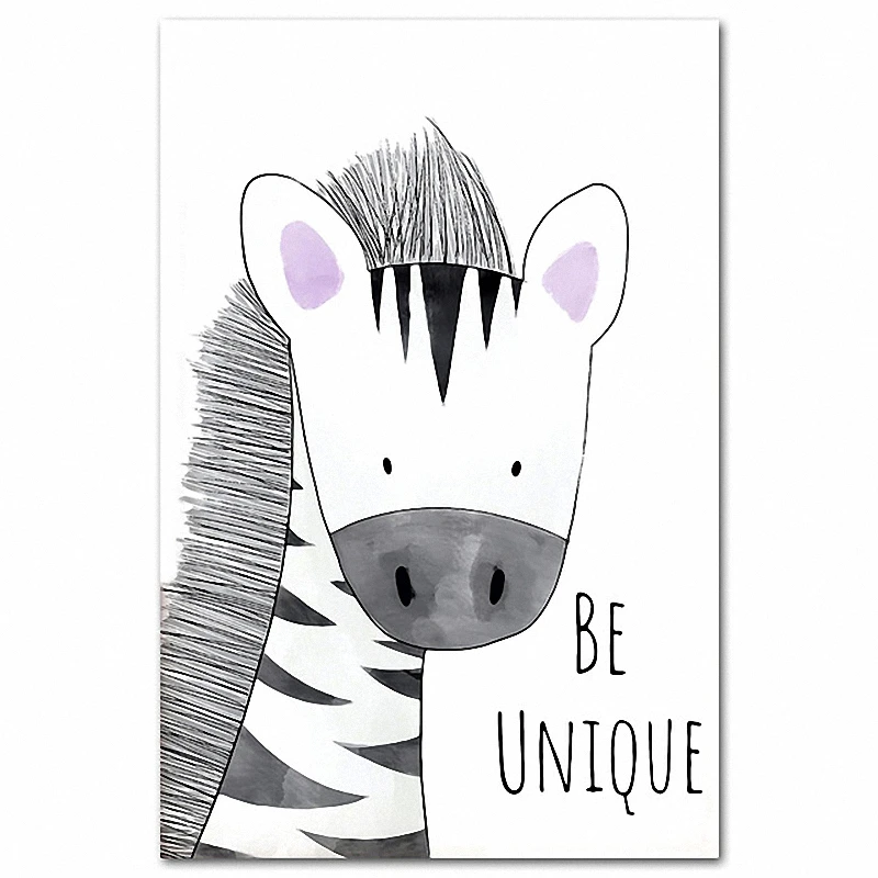 

Cute Cartoon Animal Decorative Picture Be Brave Be Strong Children's Room Kindergarten Frameless Canvas Painting Wall Art Kids