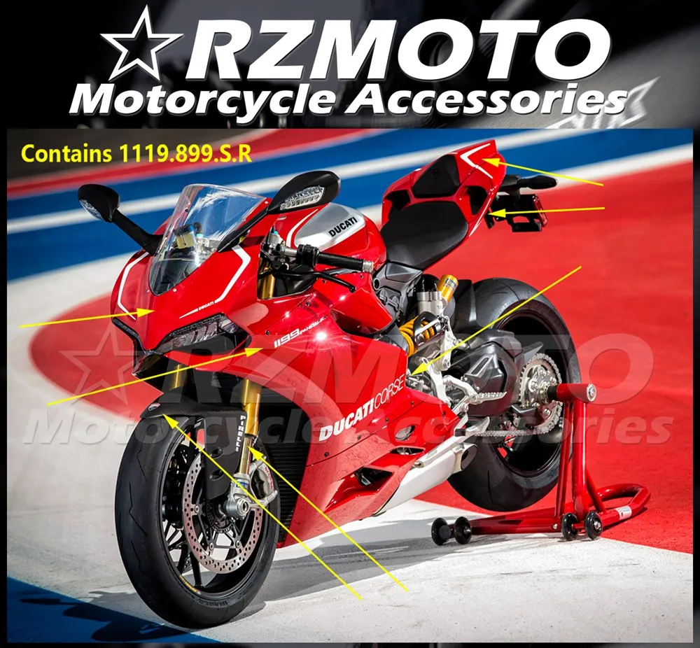 Пригодный для поездок на мотоцикле DUCATI 899 1199 959 1299 R S PANIGALE поездок на мотоцикле DUCATI CORSE мотоцикл наклейкой с лого деколью Pad обтекатель цветное DIY RZMOTO