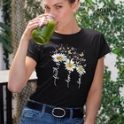 Женская футболка с рисунком хризантемы, Повседневная летняя футболка с коротким рукавом и графическим принтом, 100% хлопок