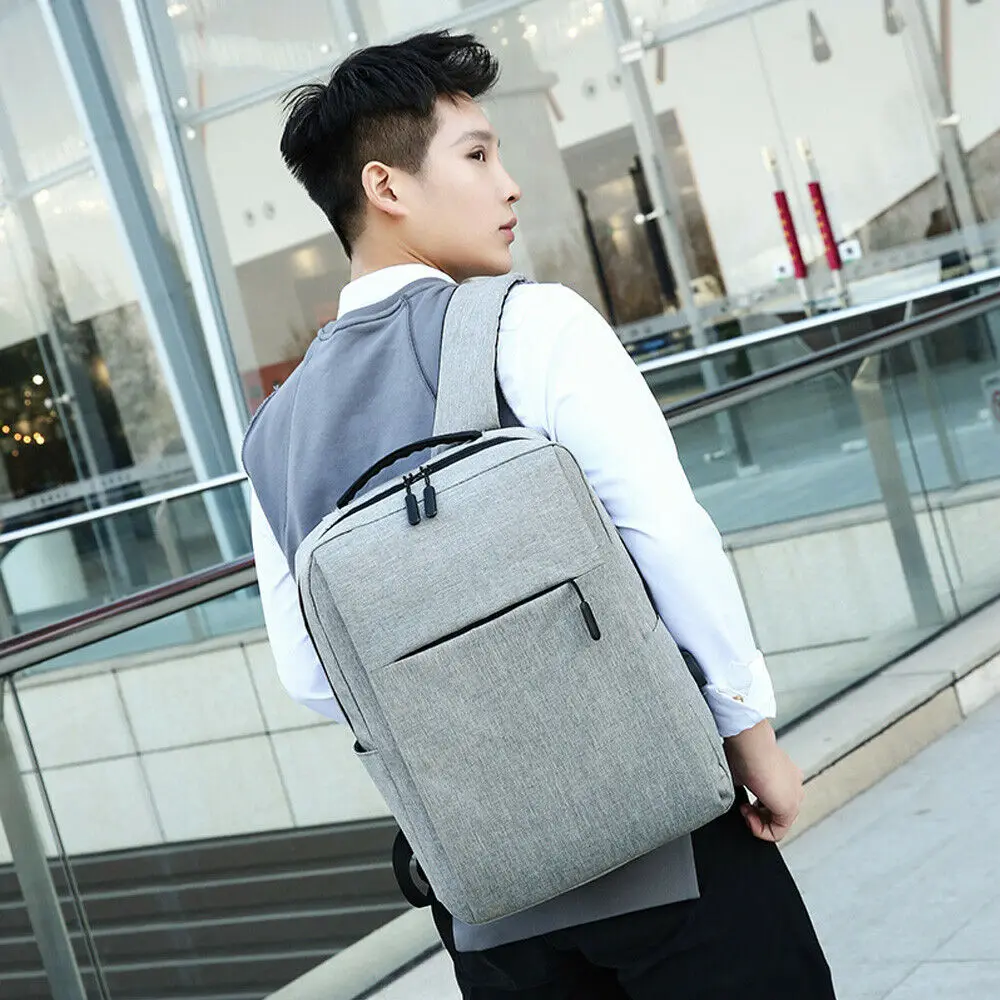 

Anti-theft men's 15inch laptop backpack solid Oxford cloth leisure business backpack USB interface travel shoulder bag