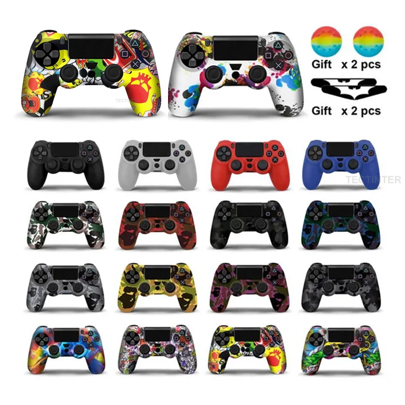 Камуфляжной расцветки силиконовые гелевые гвардии рукав кожа чехол для PS4