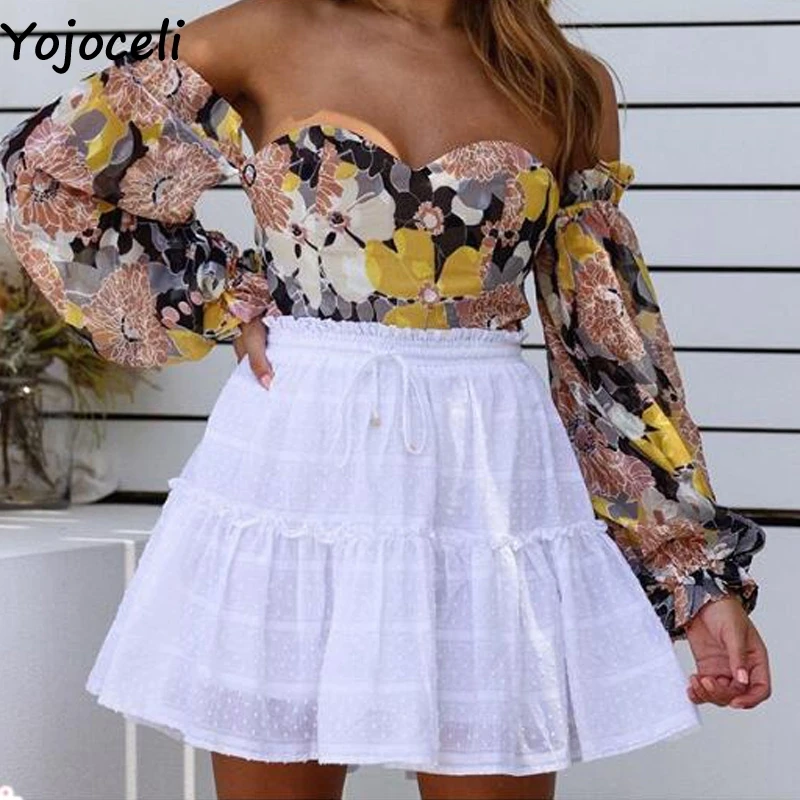 Женская укороченная блузка Yojoceli повседневная пикантная с открытыми плечами и