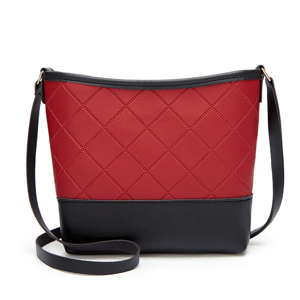 Красный Crossbody Bags For Women Fashion Women's Rhombic One-shoulder Bucket Bag Mobile Phone Bag Purse Women Messenger Bags Bolsas - Цвет: Красный