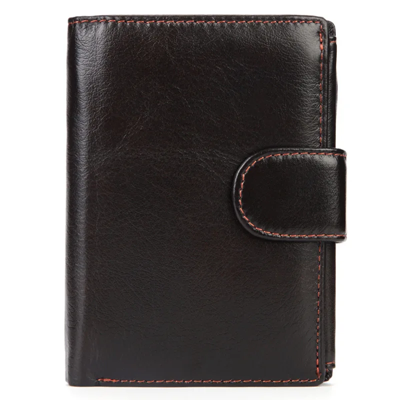 

Men's Short Wallet Retro Genuine Leather Coin Purse Top Cowhide Business Card Holder Bag Vertical Wallet Man