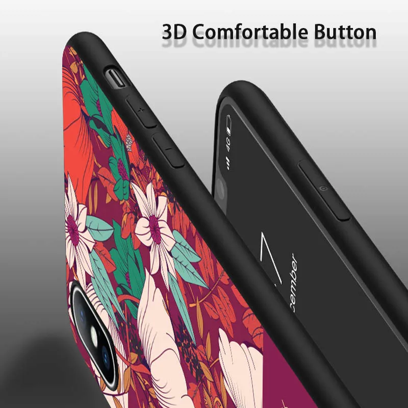 USLION Floral Flower Cases Cover For iPhone X XS XR Xs Max Soft TPU Green Leaves Phone Case 5 5s SE 6 6s 7 8 Plus |