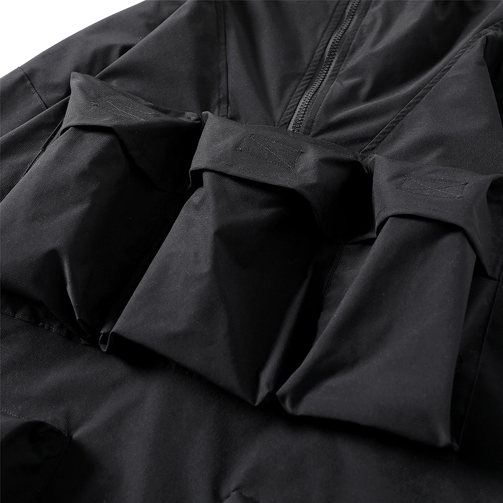 Мужская ветровка Techwear Анорак Японская уличная одежда карманов Черная куртка с