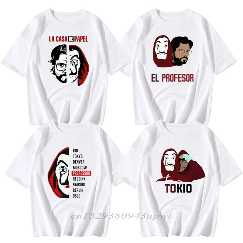 Для мужчин Забавный дизайн La Casa De Papel футболка деньги Heist футболки ТВ серии