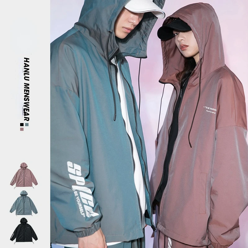 

clothing in autumn and winter of 2021, new fashion brand jacket, men's colorful gradient functional reflective printed jacket.