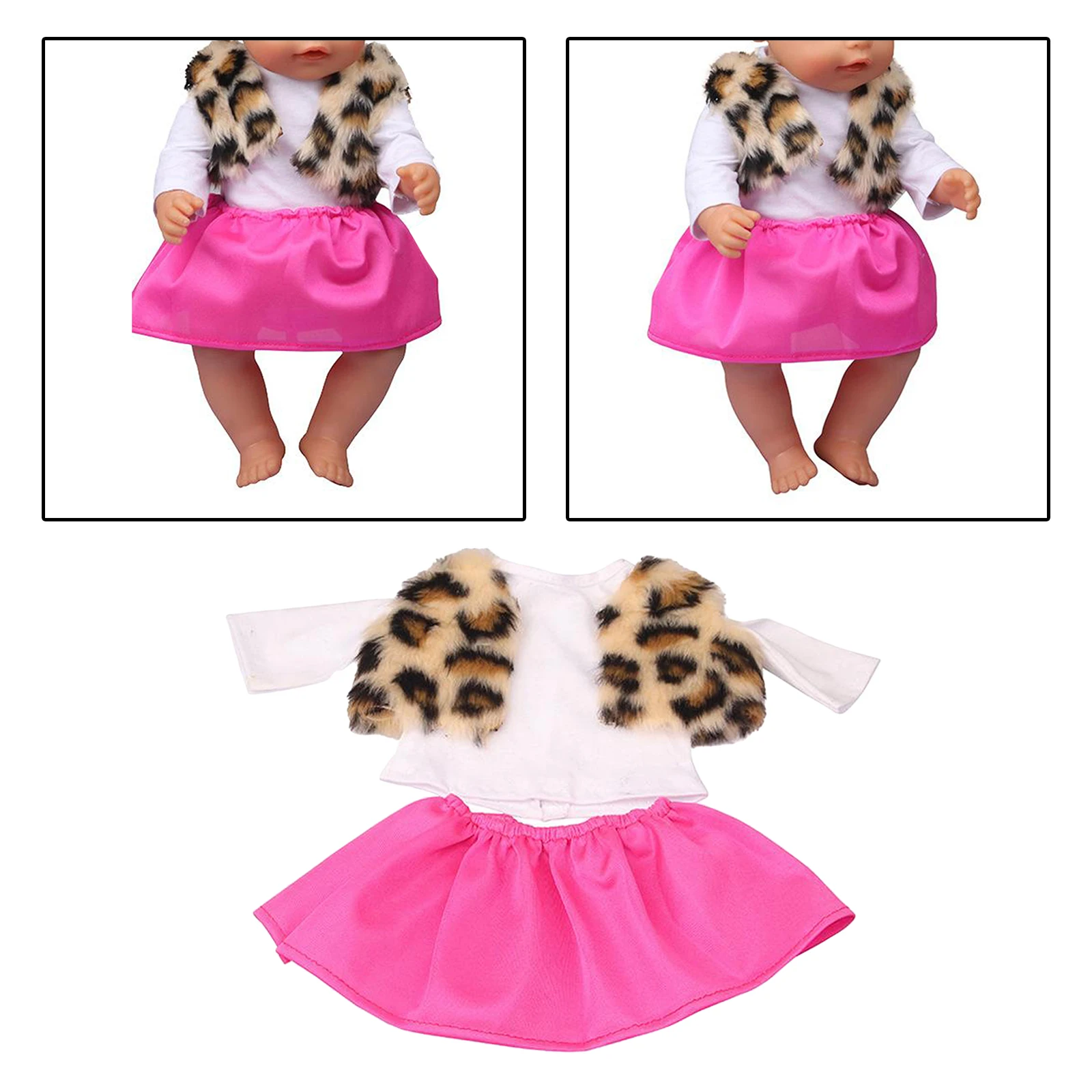 

Doll Clothe, Doll Print Fur Vest & Skirt 18Inch Girl Dolls American Dolls Accessories,