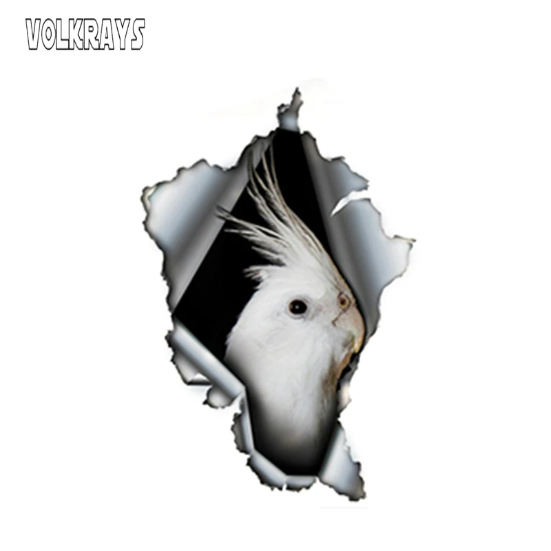 Автомобильная наклейка Volkrays Albino Cockatiel рваная металлическая креативная
